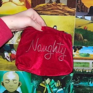 naughty & nice velvet christmas make up bag